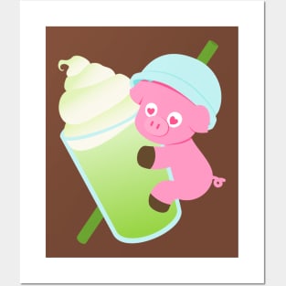 Matcha Frappuccino Pig Posters and Art